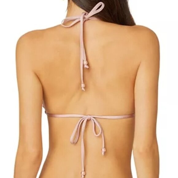 Shoshanna Sequin Halter Neck Triangle Bikini Top Bra Size S Light Pink - Picture 2 of 3